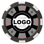 Suit 8 Your Logo Composite Poker Chips - Black / 8 Spot - Front