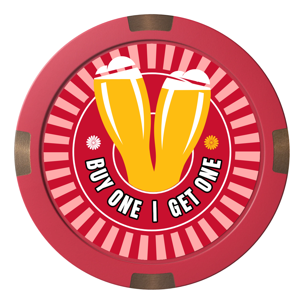 Double Pint Composite & Metal Hybrid Poker Chips - Red - Back