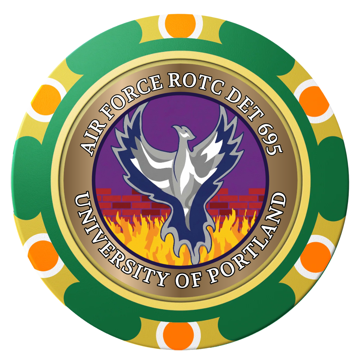 Air Force ROTC Det 695 Clay Poker Chips - Green / Monte Carlo / 40mm - Front