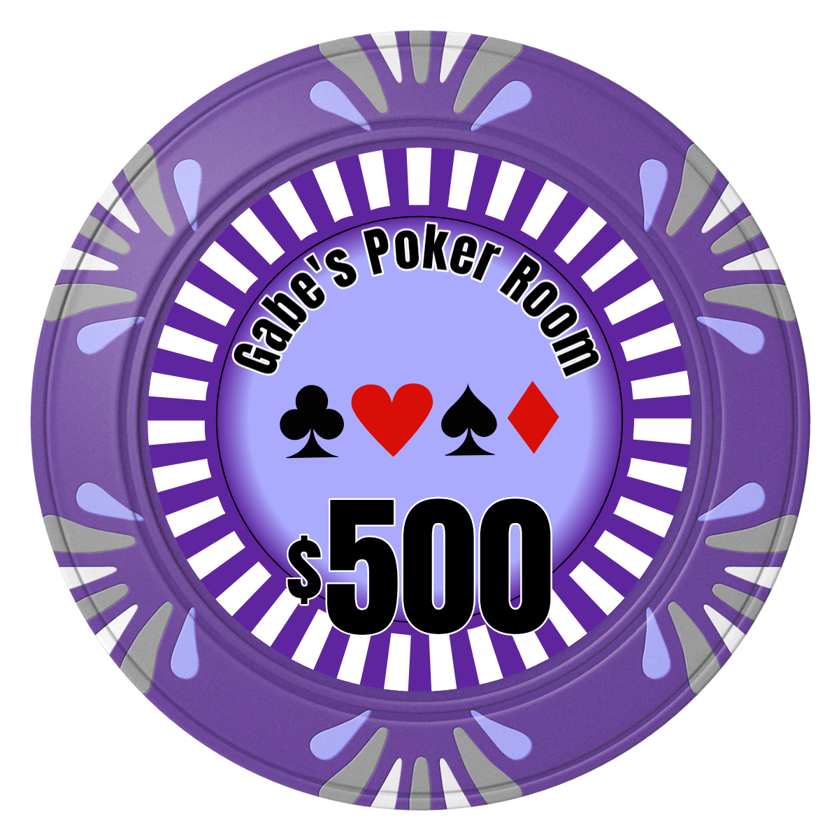 Gabe's Poker Room Clay Poker Chips - Purple / Macau / 40mm - Front