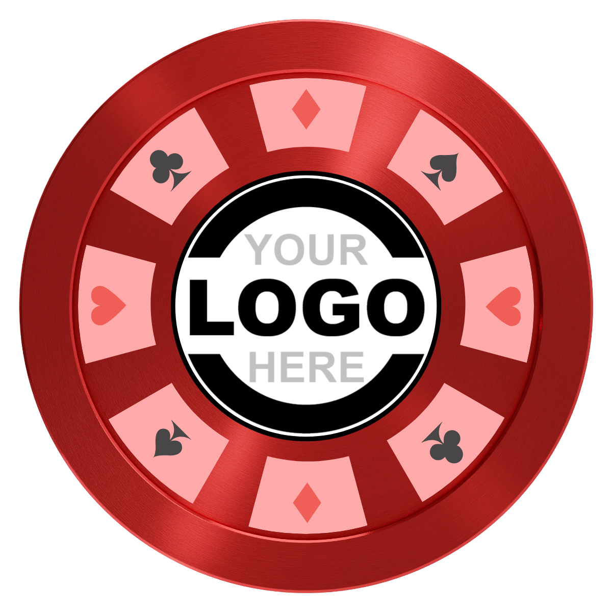 Suit 8 Your Logo Aluminum Poker Chips - Red - Front