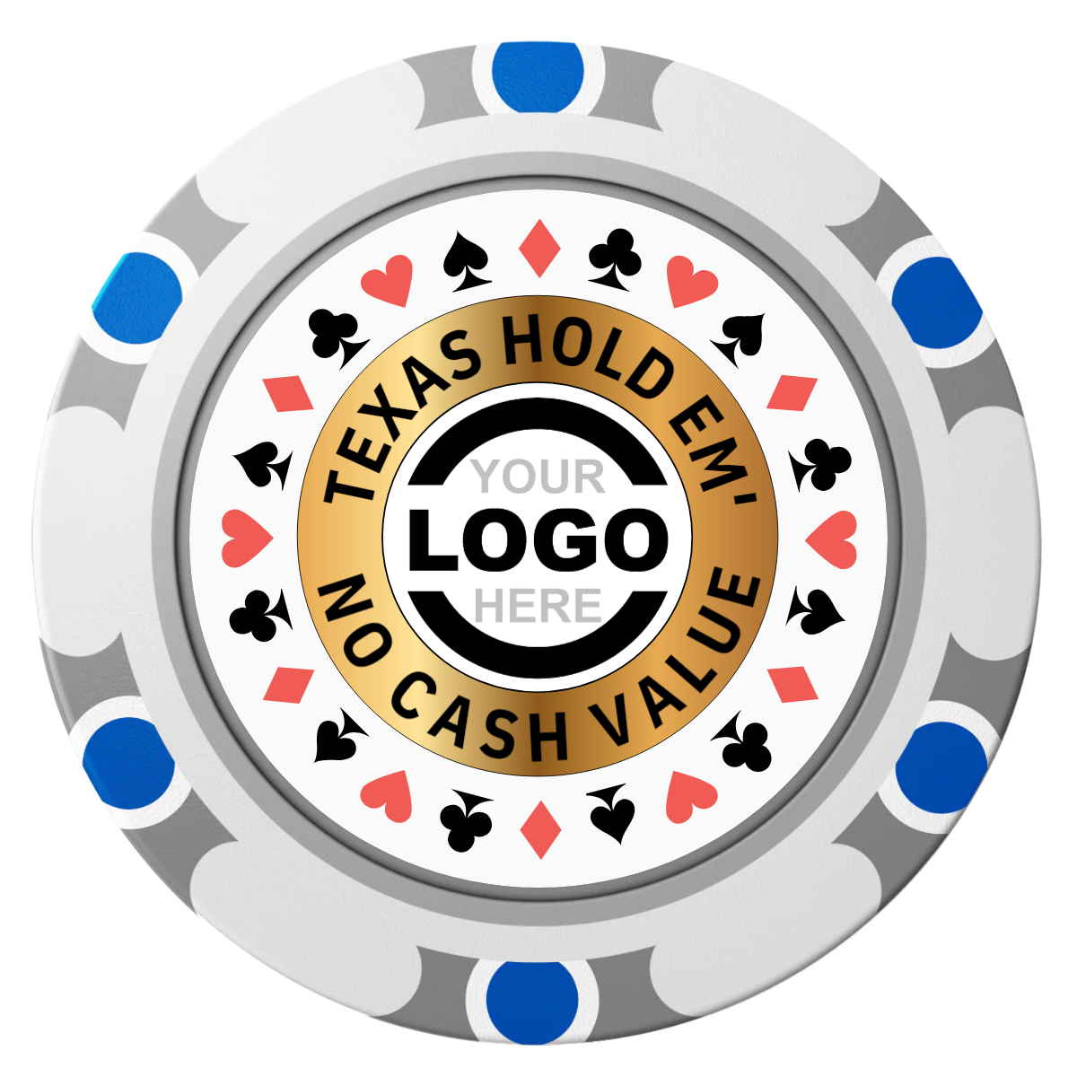 Texas Hold Em' Clay Poker Chips - White / Monte Carlo / 40mm - Front