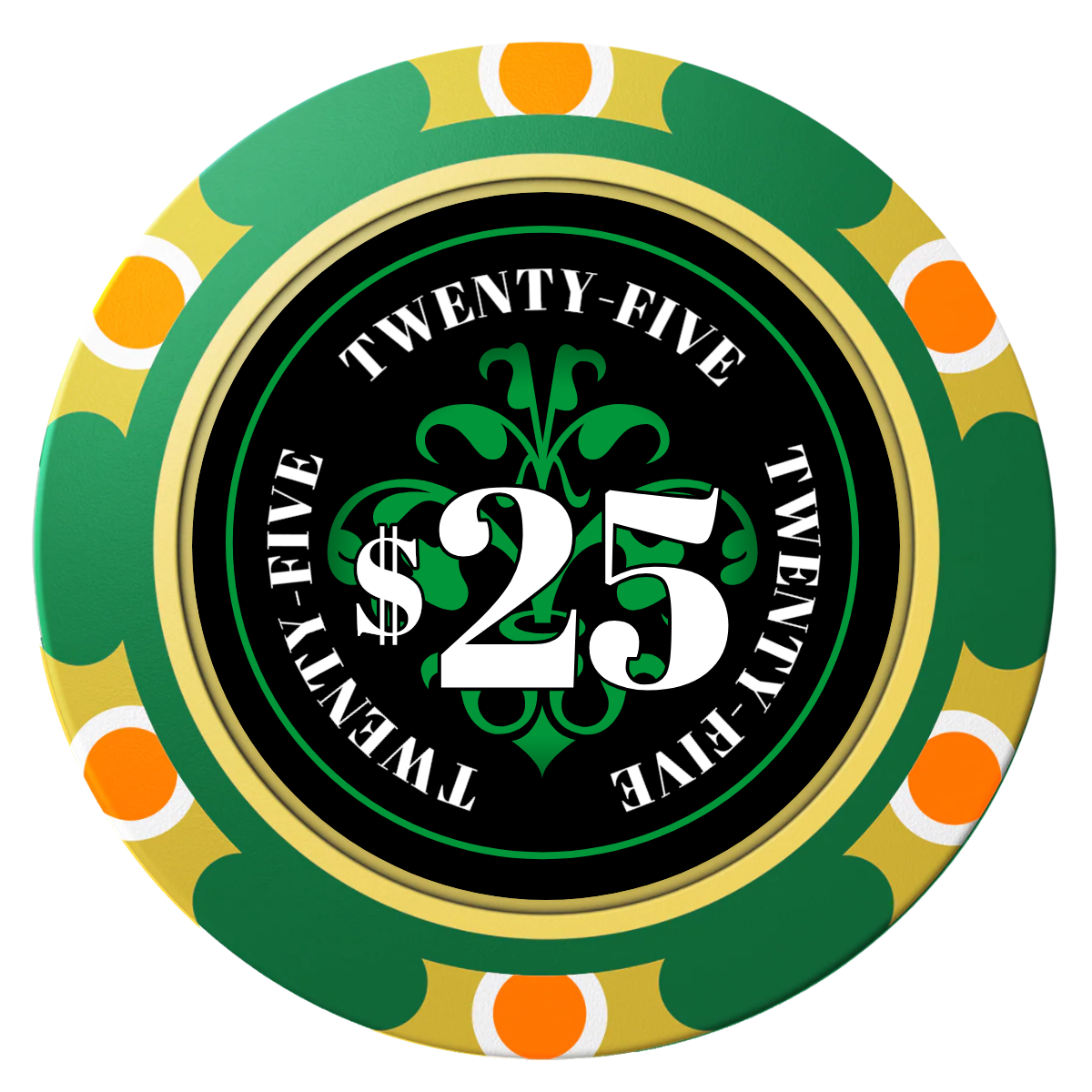 Gothic Revival Clay Poker Chips - Green / Monte Carlo / 40mm - Front