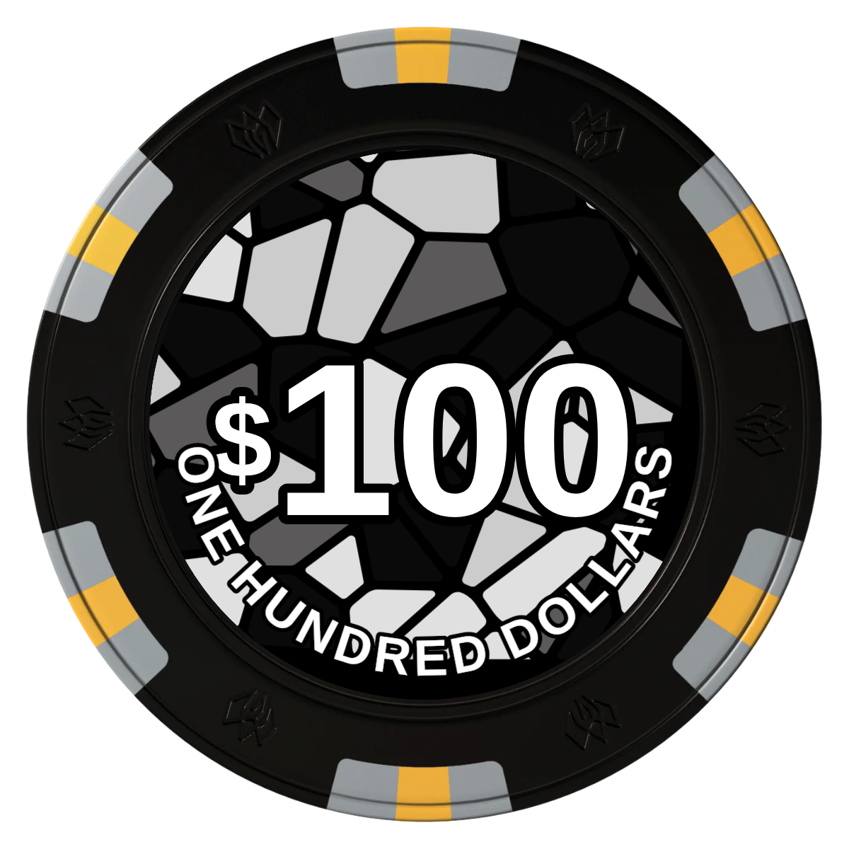 Stained Glass Clay Poker Chips - Black / 6 Spot Gem / 40mm - Front