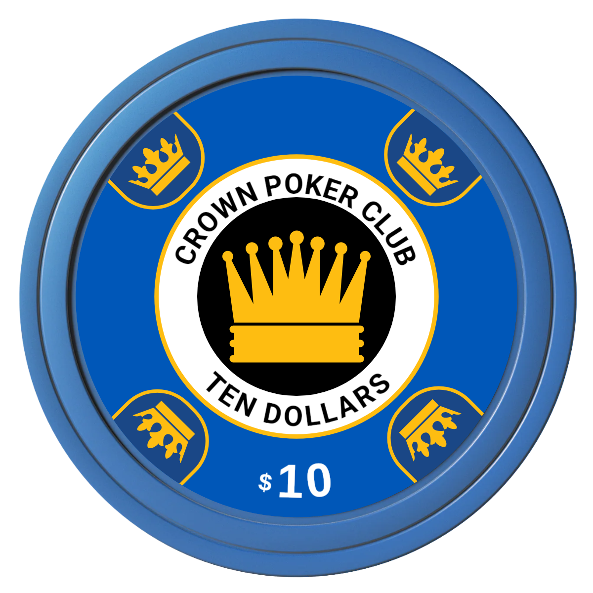 Crown Card Room Composite Poker Chips - Blue / Solid - Front