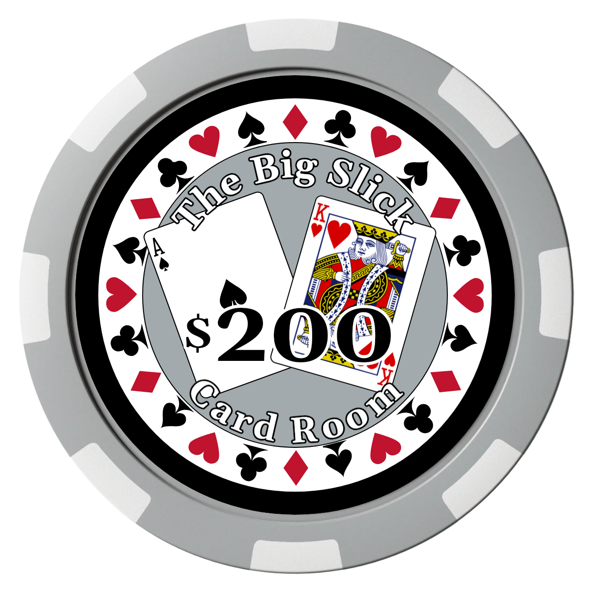 AK Big Slick Composite Poker Chips - Gray / 8 Spot - Front