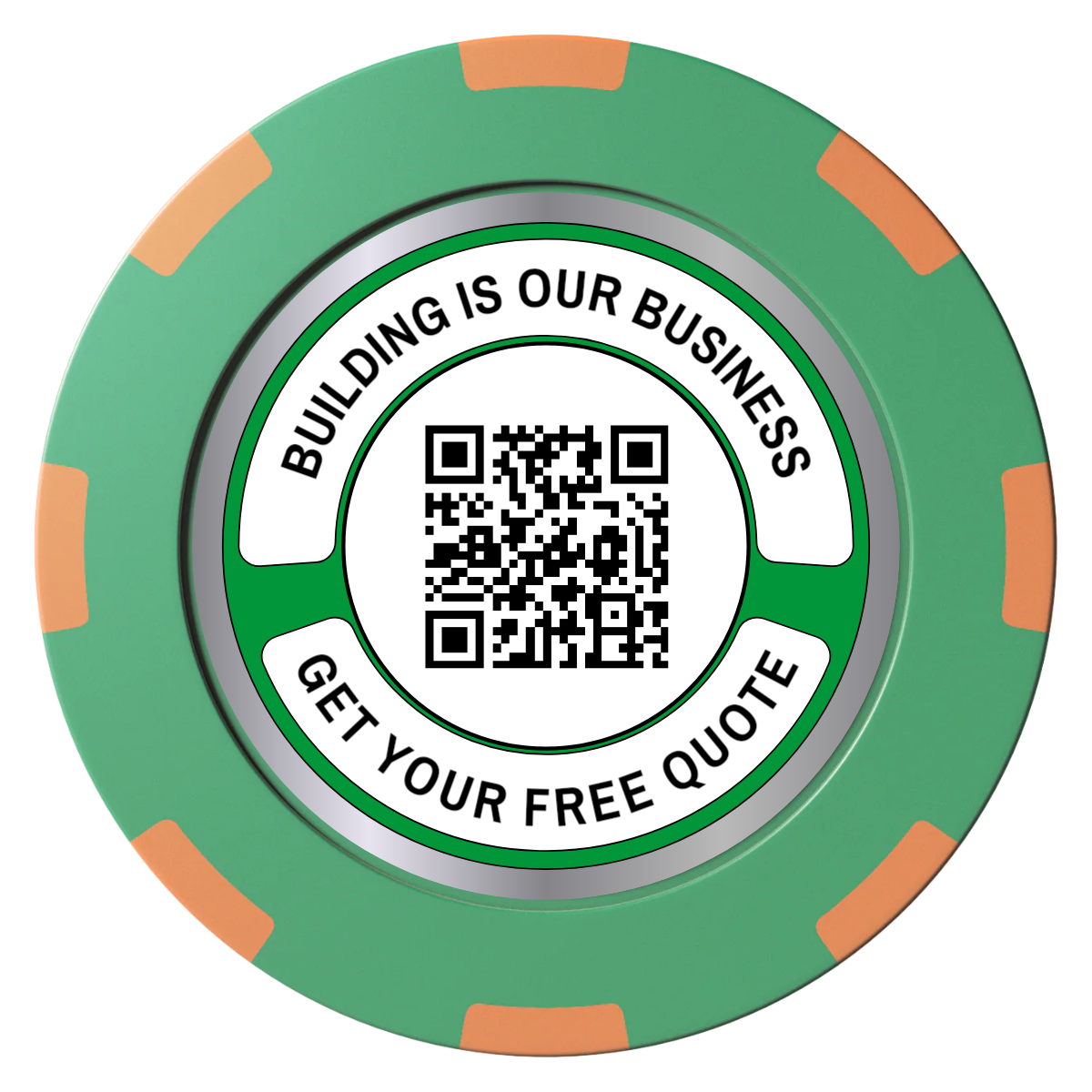 Acme Construction Clay Poker Chips - Green / 8 Spot (2 Tone) / 40mm - Front