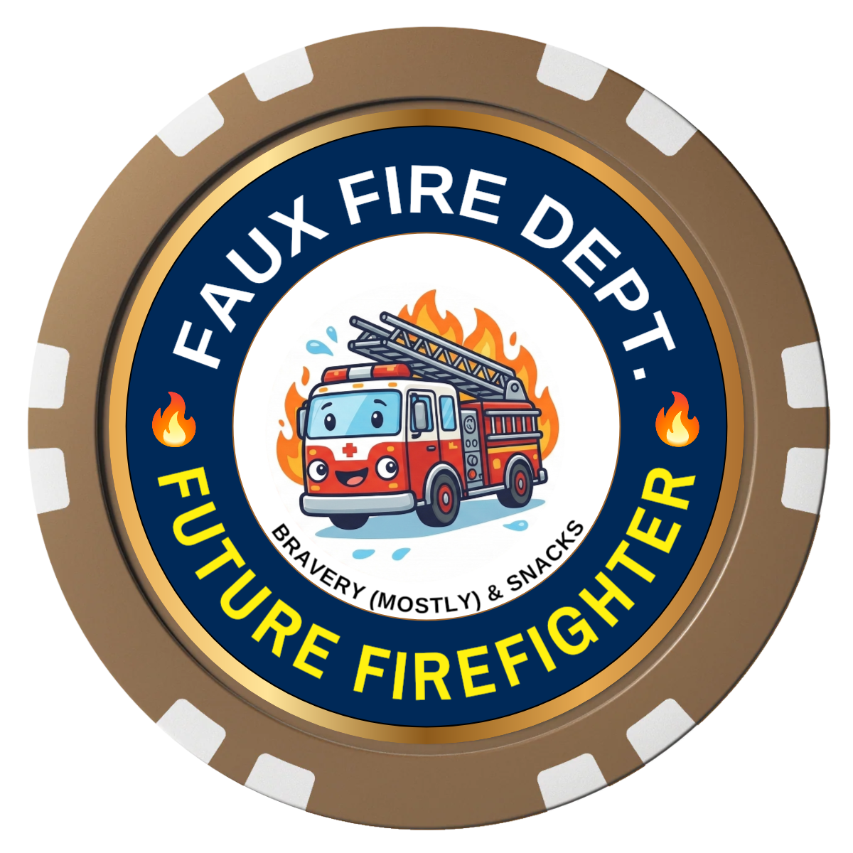 Future Firefighter Composite Poker Chips - Brown / Double Stripe - Front