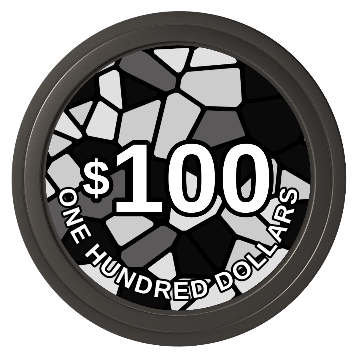 Stained Glass Composite Poker Chips - Black / Solid - Front