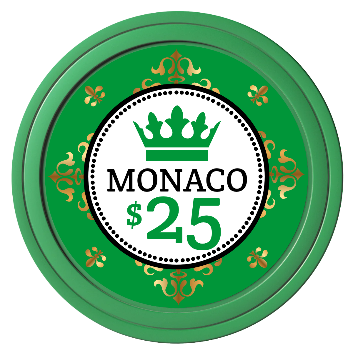 Monaco #001 Composite Poker Chips - Green / Solid - Front