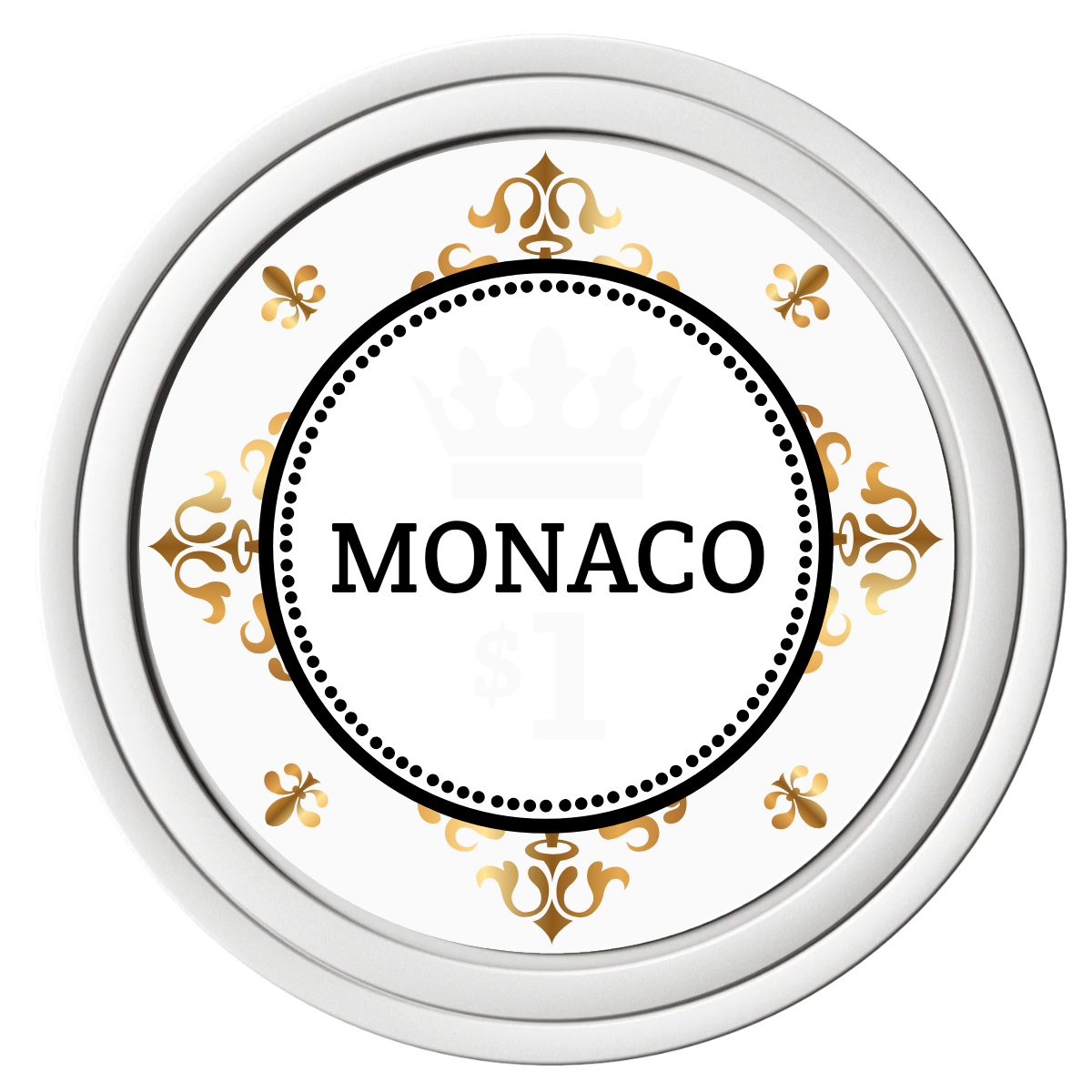 Monaco #001 Composite Poker Chips - White / Solid - Front