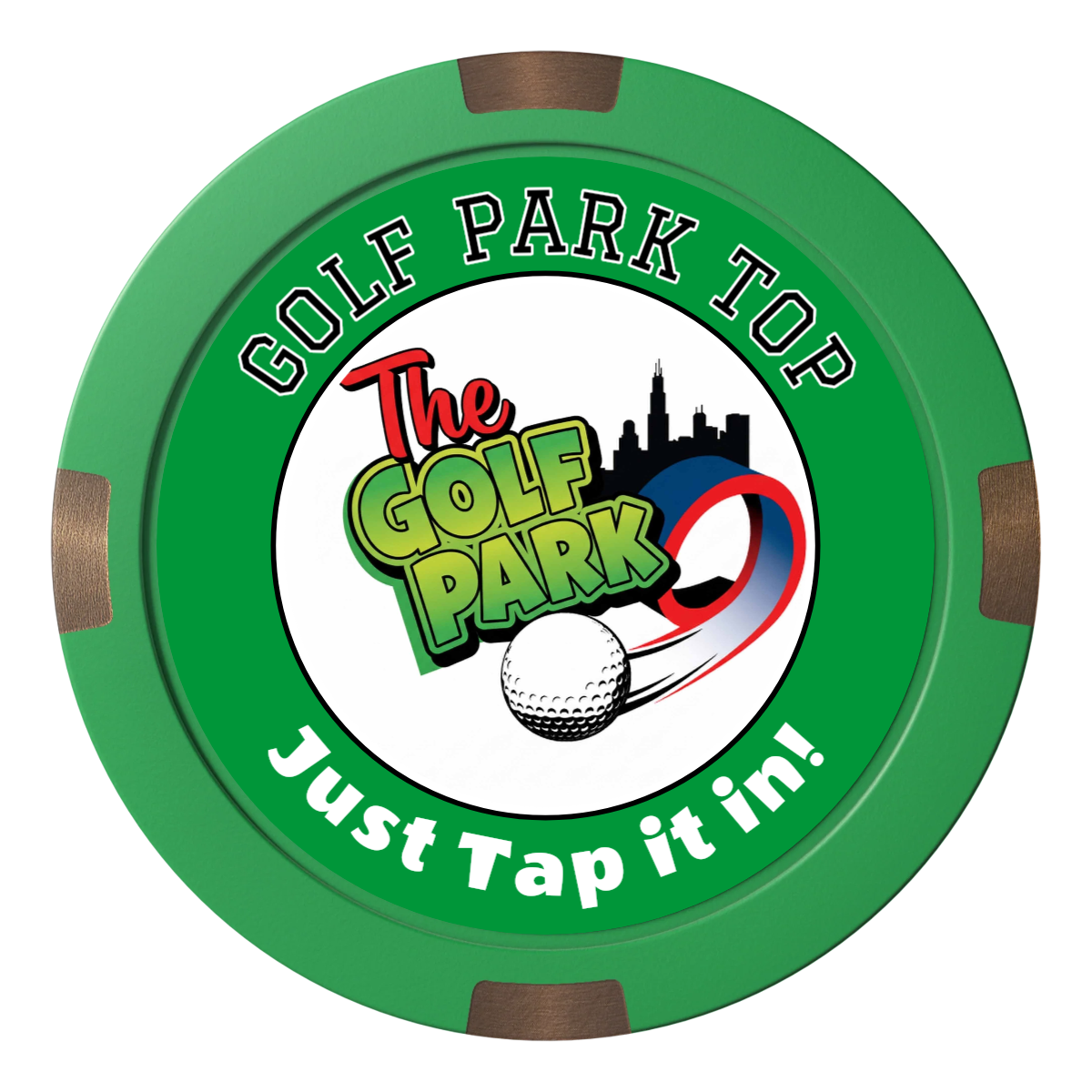 Golf Slogan Composite & Metal Hybrid Poker Chips - Green - Back