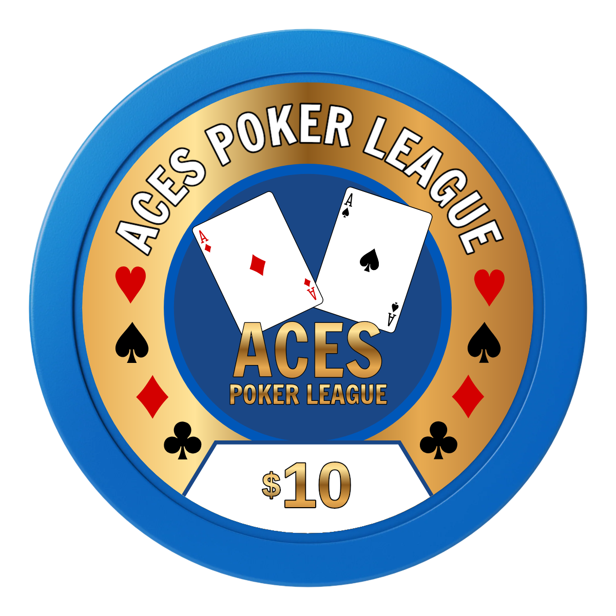 Aces Poker League 2" Oversized Poker Chips - Blue - Back
