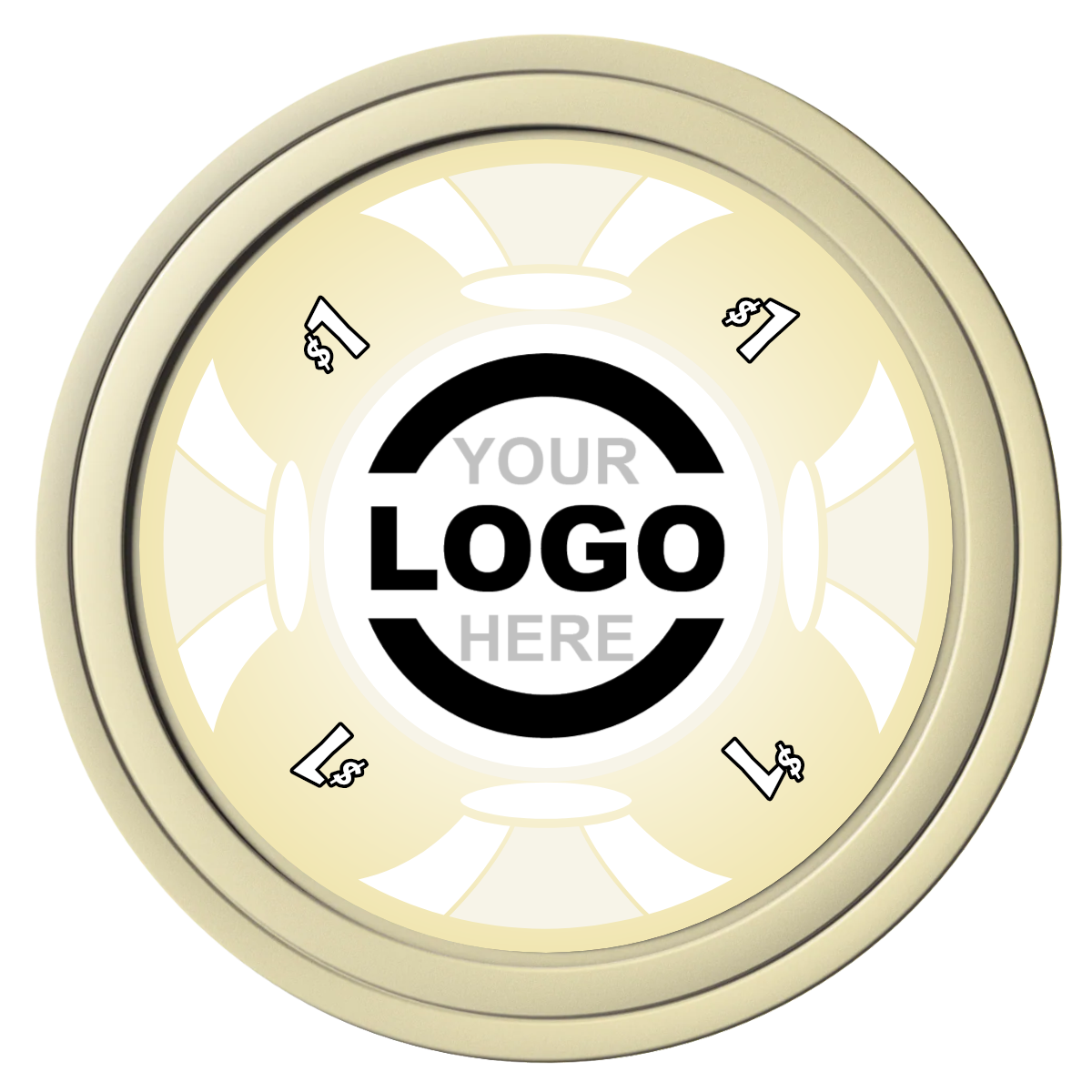 Alan Baker 4-2S A Composite Poker Chips - Ivory / Solid - Front