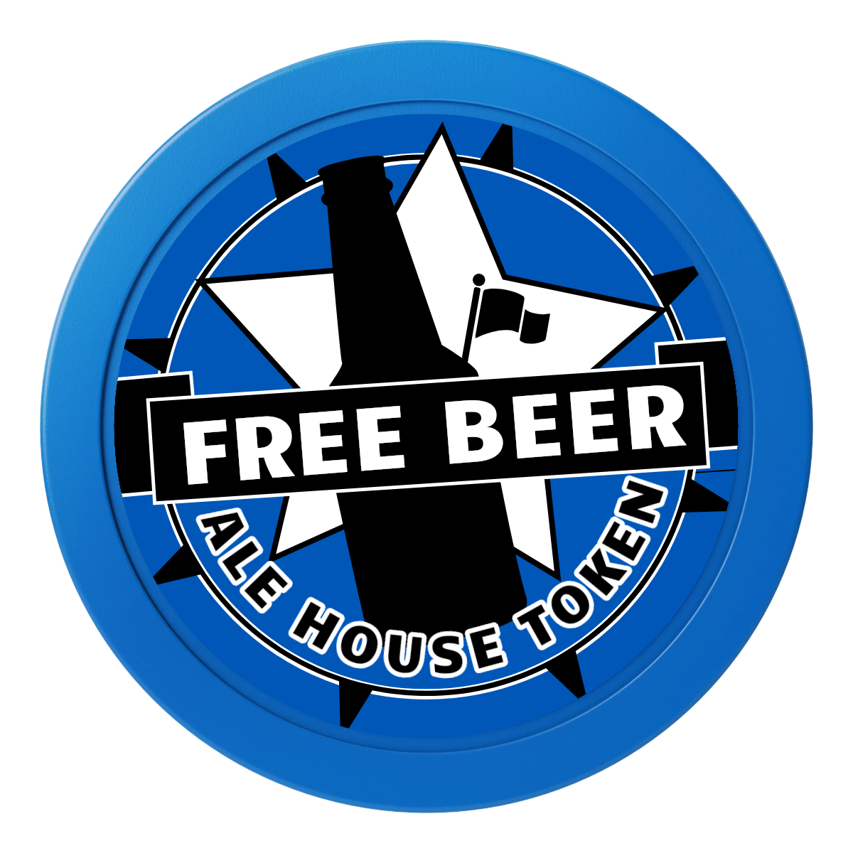 Free Beer Drink 2" Oversized Poker Chips - Blue - Front