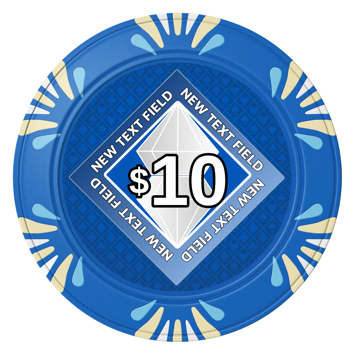 Diamond in the Rough Clay Poker Chips - Blue / Macau / 40mm - Back