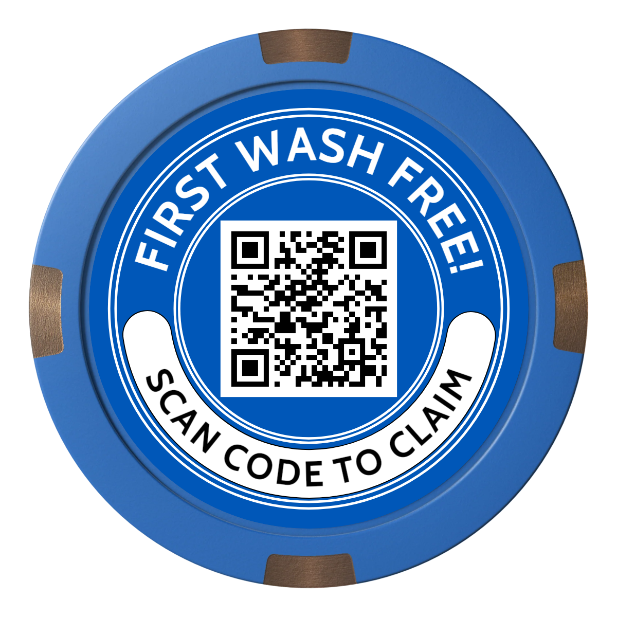 Car Wash Promotion Composite & Metal Hybrid Poker Chips - Blue / 4 Spot - Back