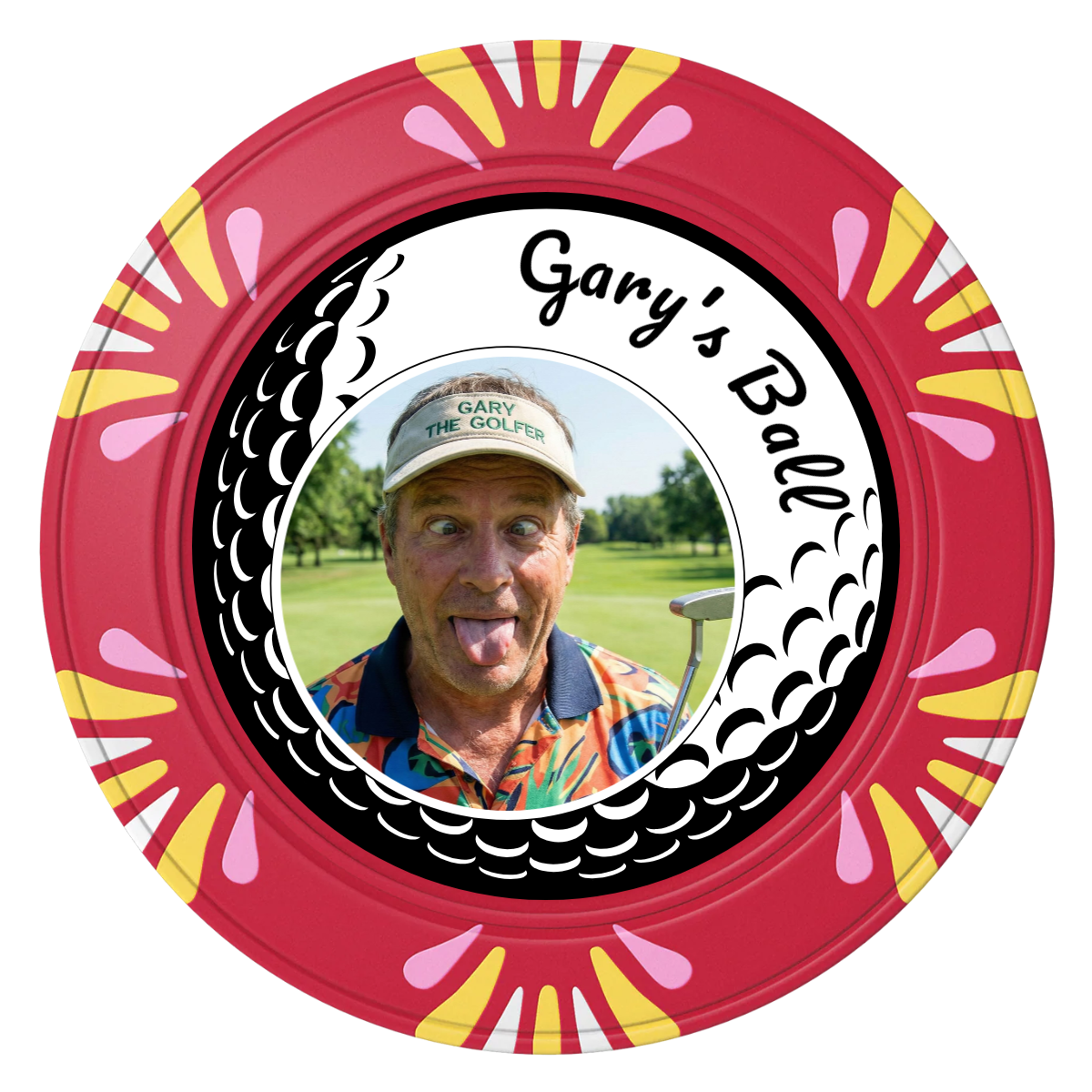 Gary's Ball Clay Poker Chips - Red / Macau / 40mm - Front