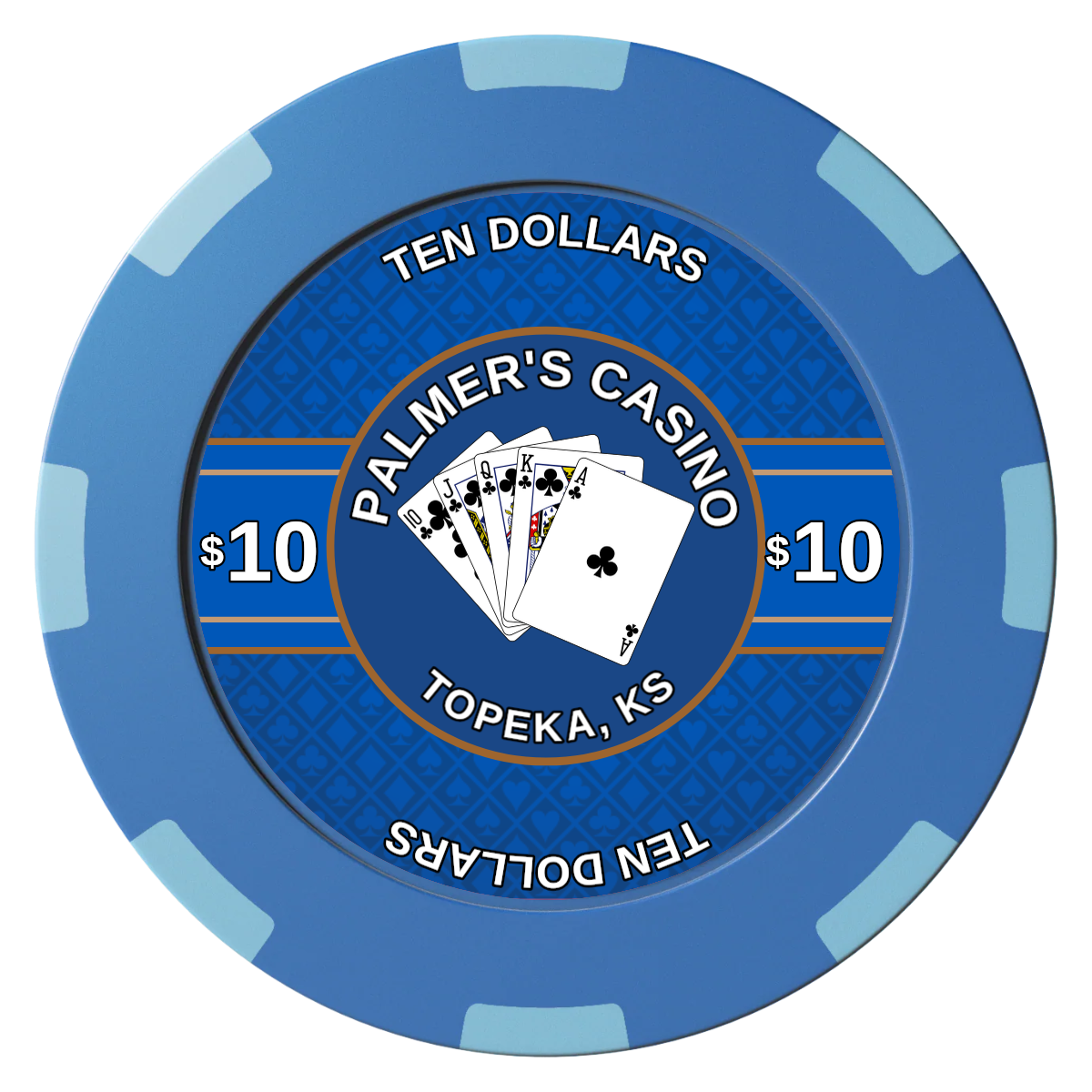 Palmer's Casino Clay Poker Chips - Blue / 8 Spot (2 Tone) / 40mm - Front