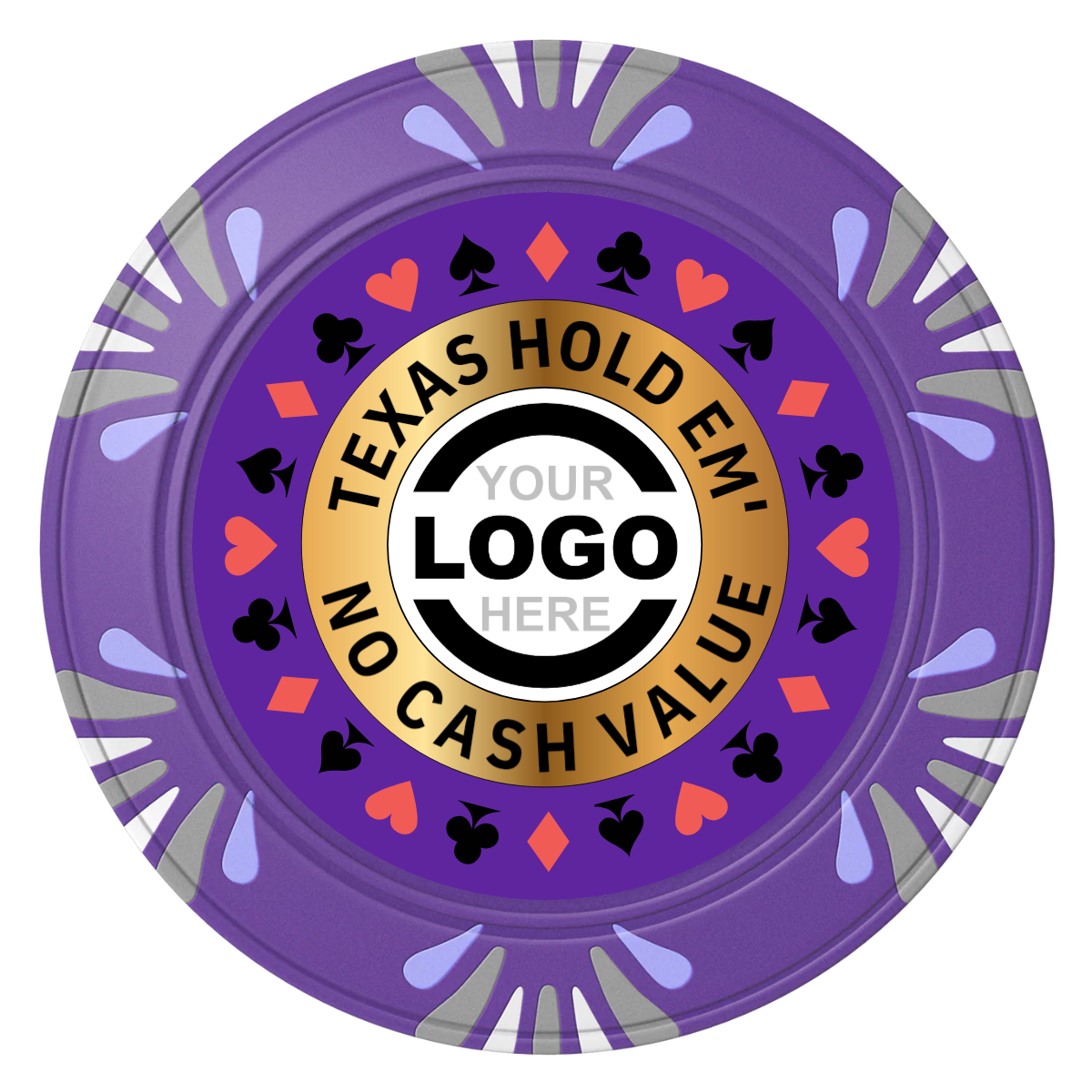 Texas Hold Em' Clay Poker Chips - Purple / Macau / 40mm - Front