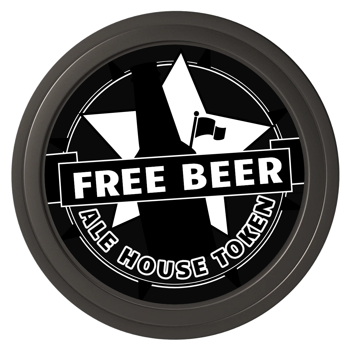 Free Beer Drink Composite Poker Chips - Black / Solid - Front