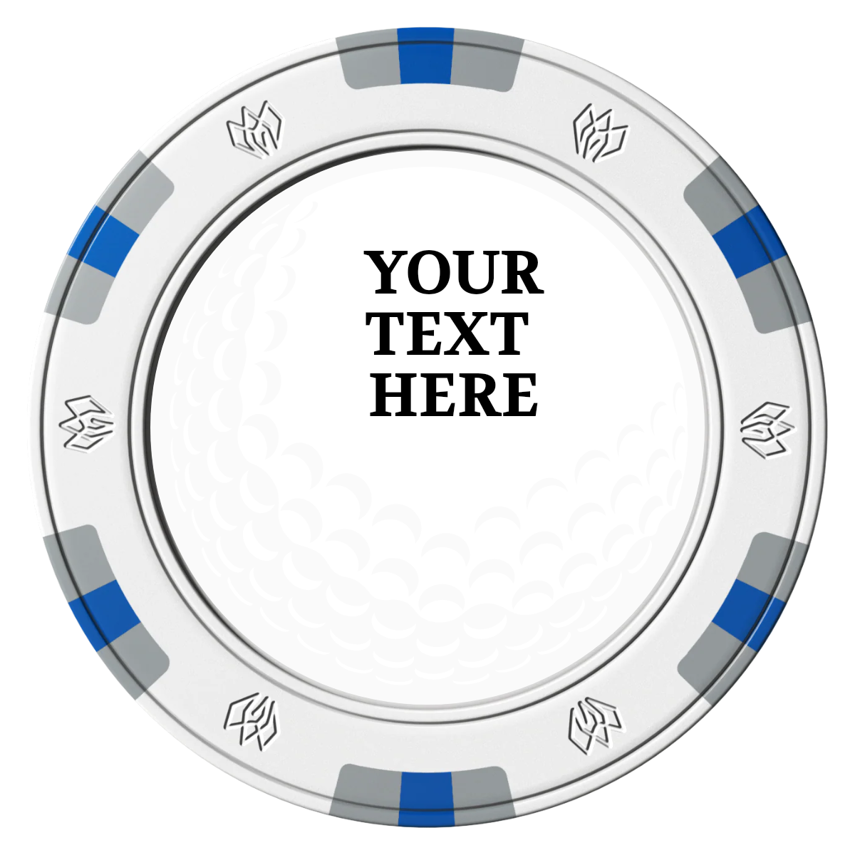 Hole In One Clay Poker Chips - White / 6 Spot Gem / 43mm - Front
