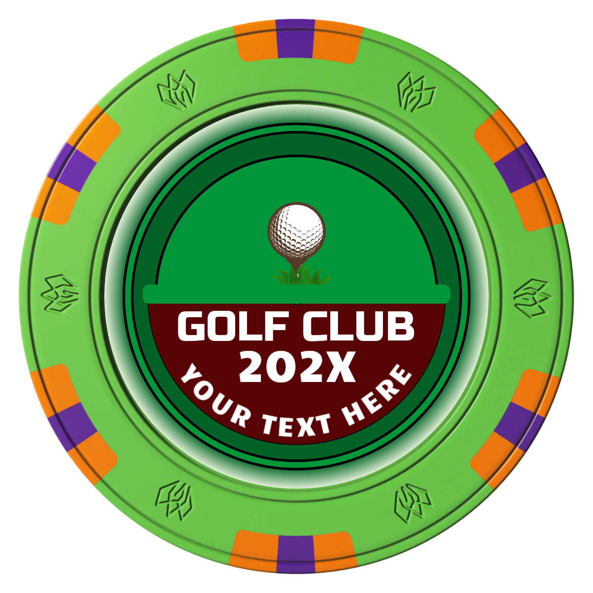 Teed Up Clay Poker Chips - Green / 6 Spot Gem / 40mm - Front