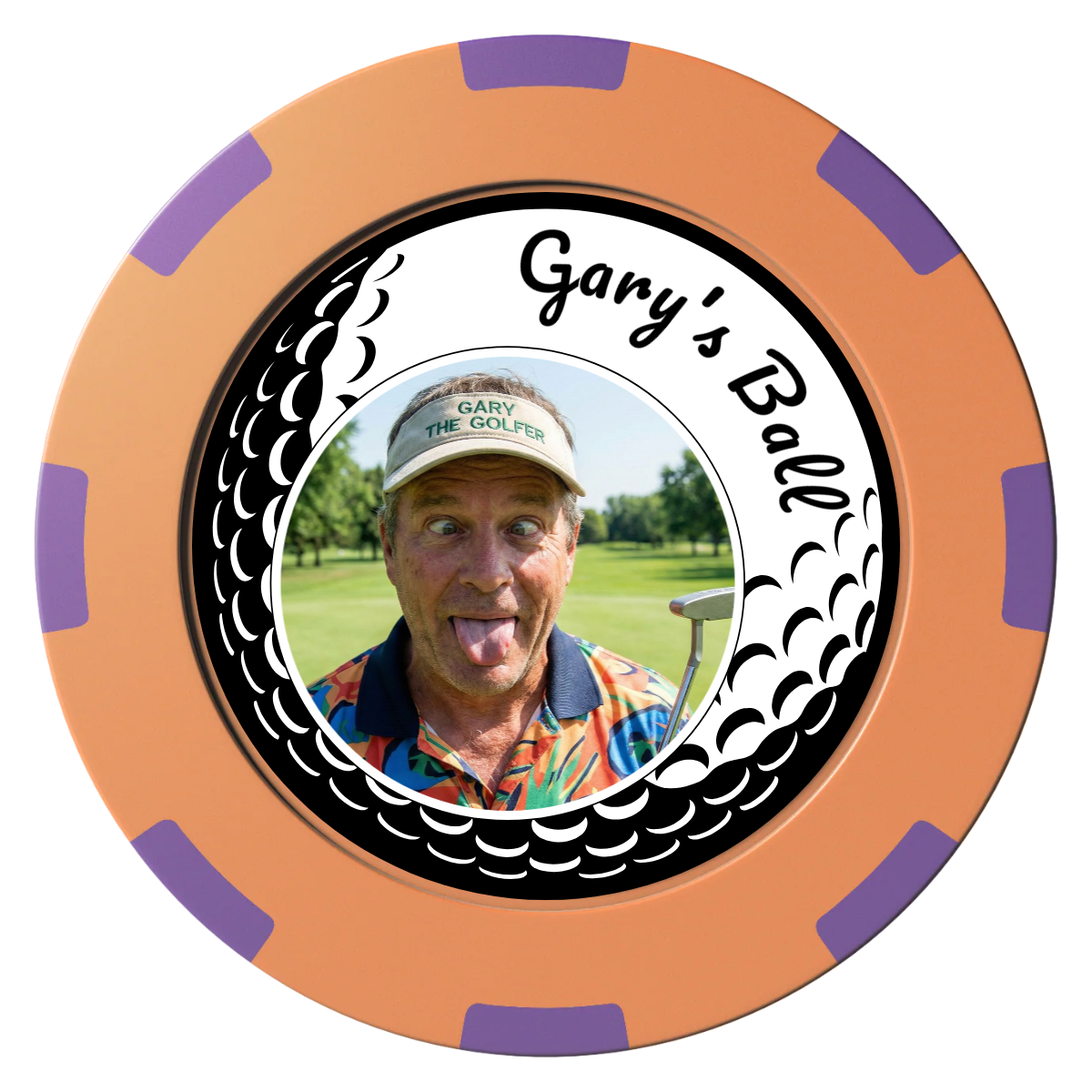 Gary's Ball Clay Poker Chips - Orange / 8 Spot (2 Tone) / 40mm - Front