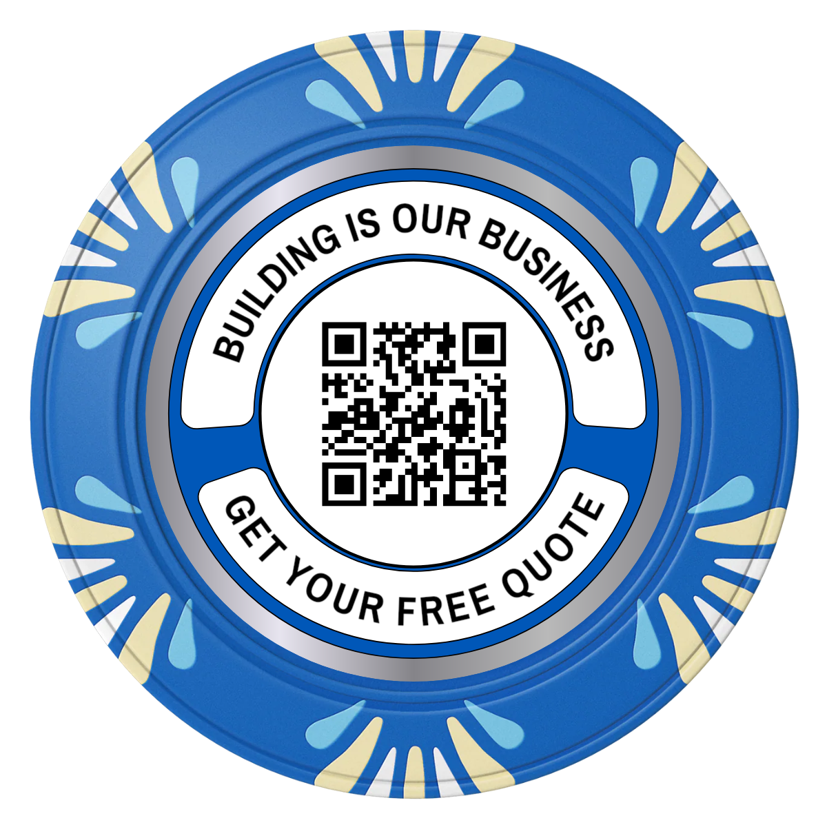 Acme Construction Clay Poker Chips - Blue / Macau / 40mm - Front