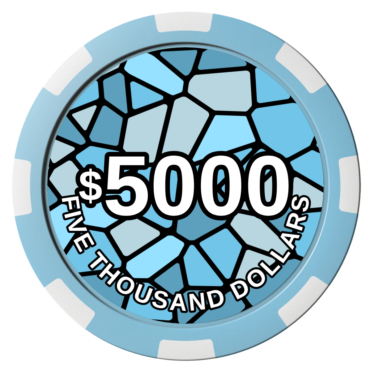 Stained Glass Composite Poker Chips - Light Blue / 8 Spot - Front