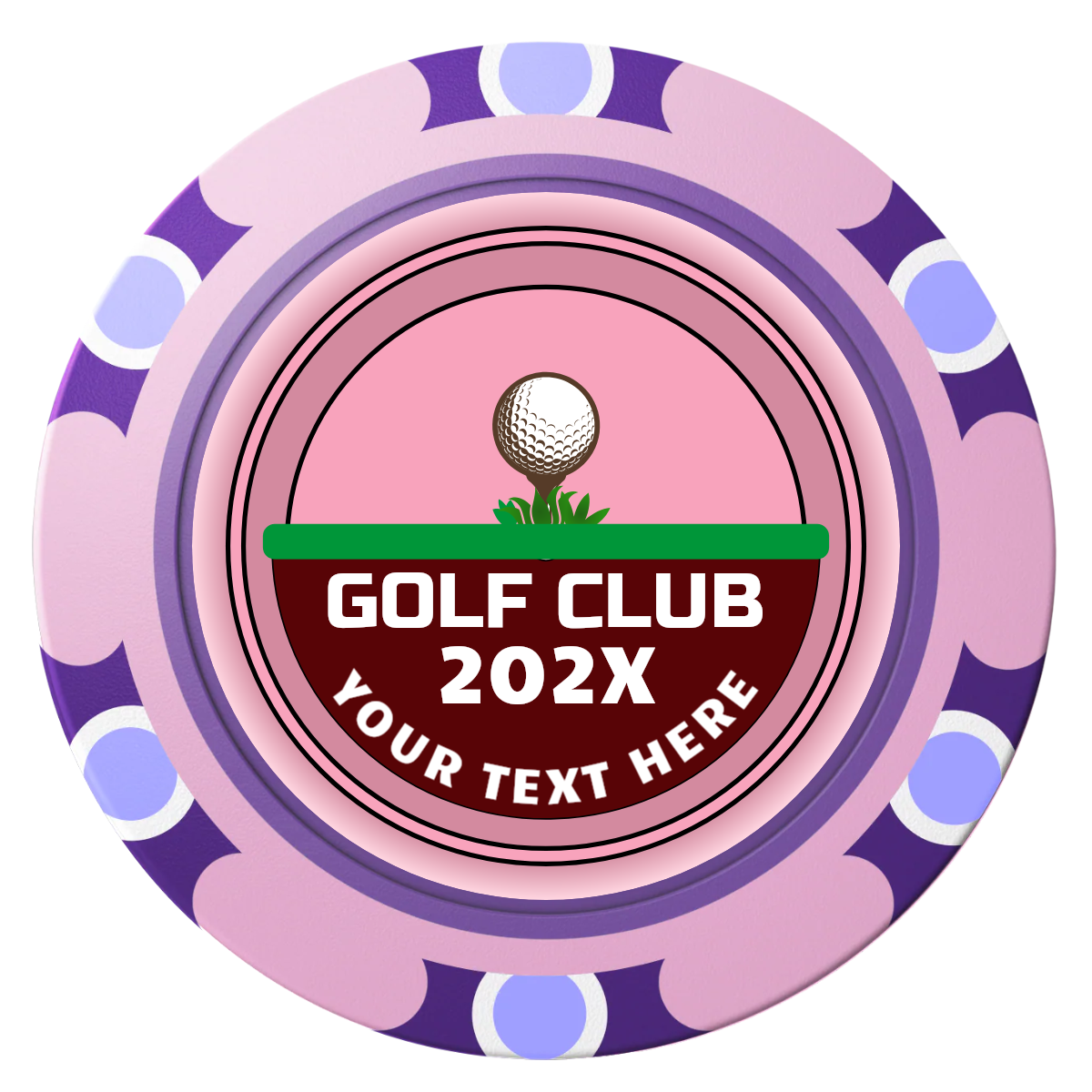 Teed Up Clay Poker Chips - Pink / Monte Carlo / 40mm - Front