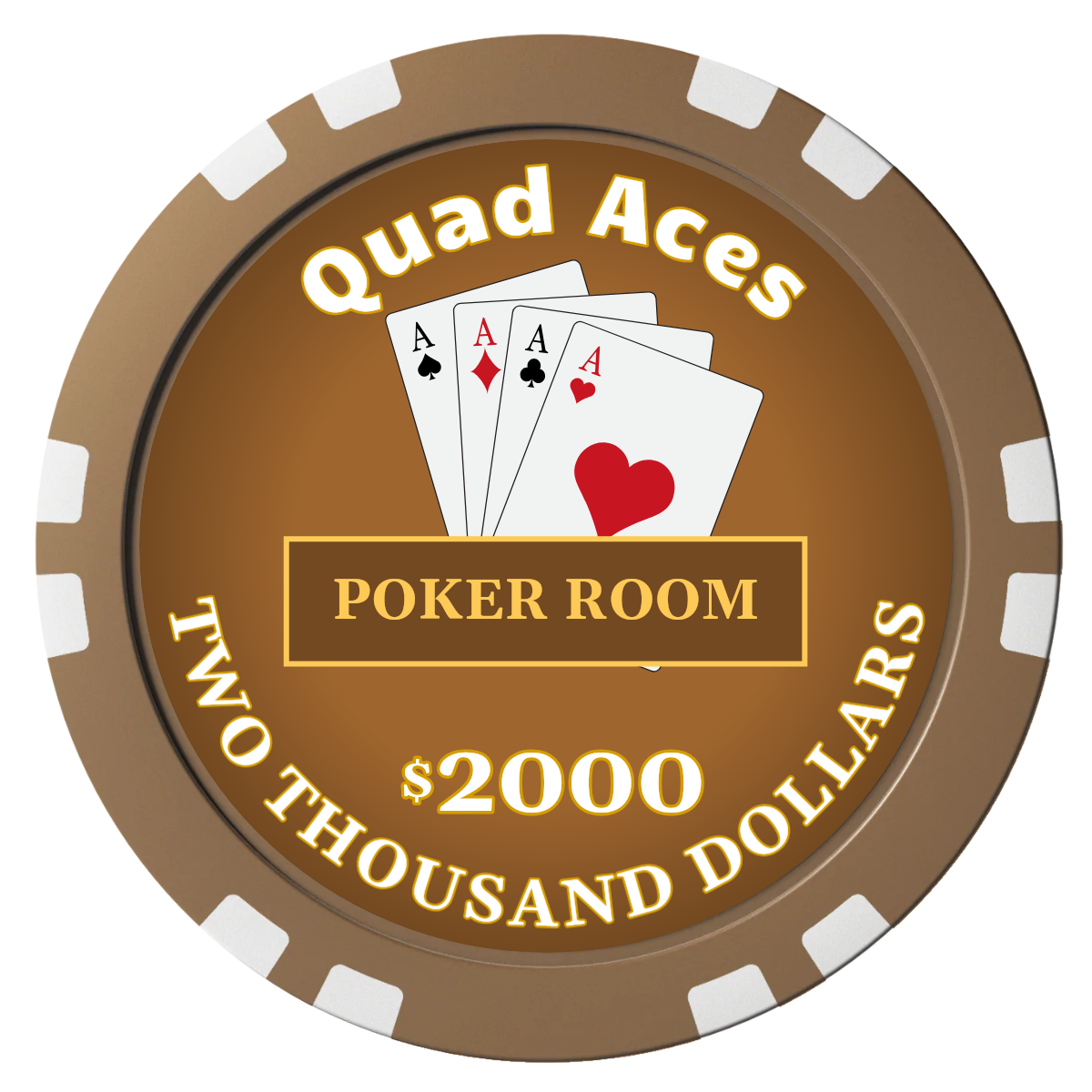 Quad Aces Composite Poker Chips - Brown / Double Stripe - Front