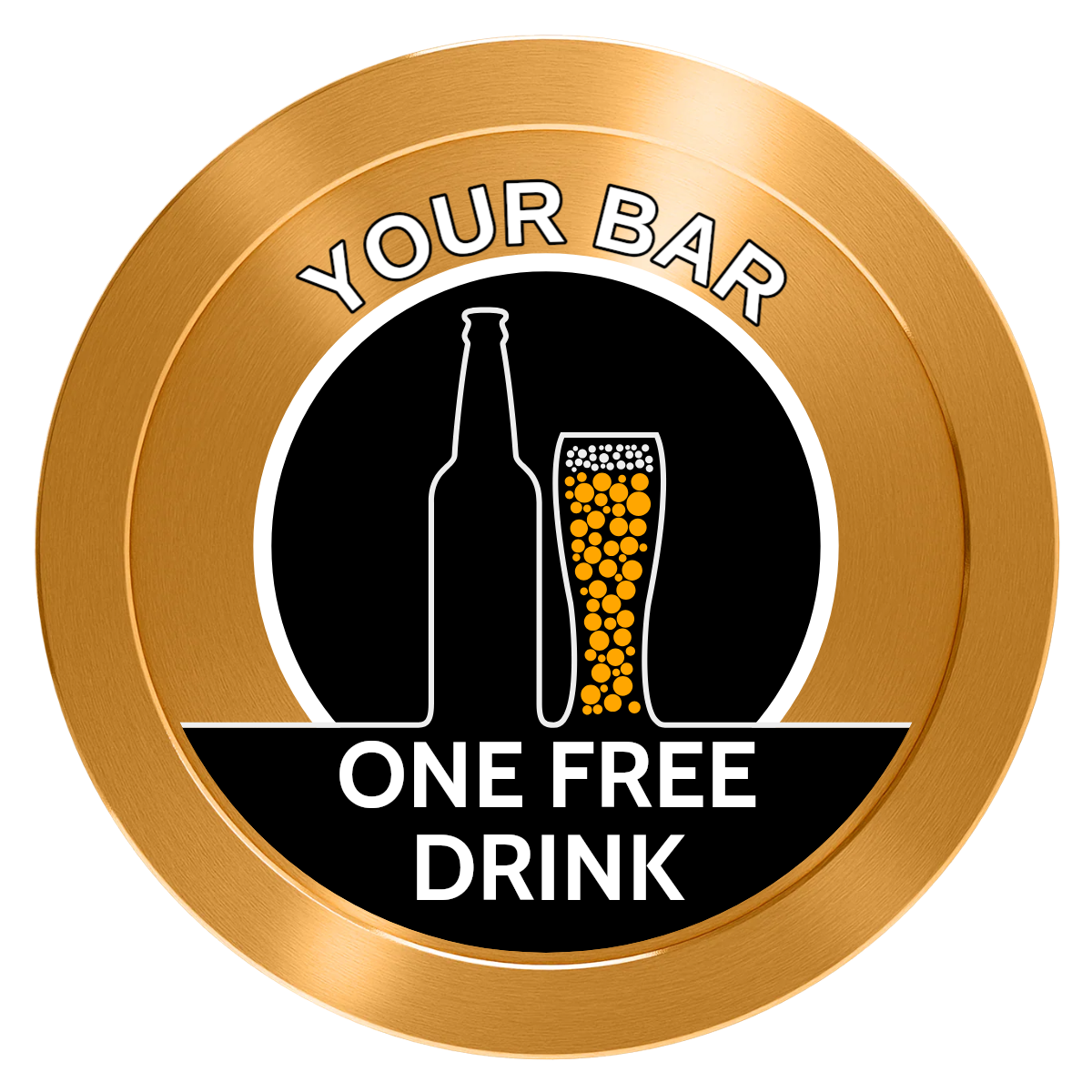 Beer and Glass Aluminum Poker Chips - Gold - Back