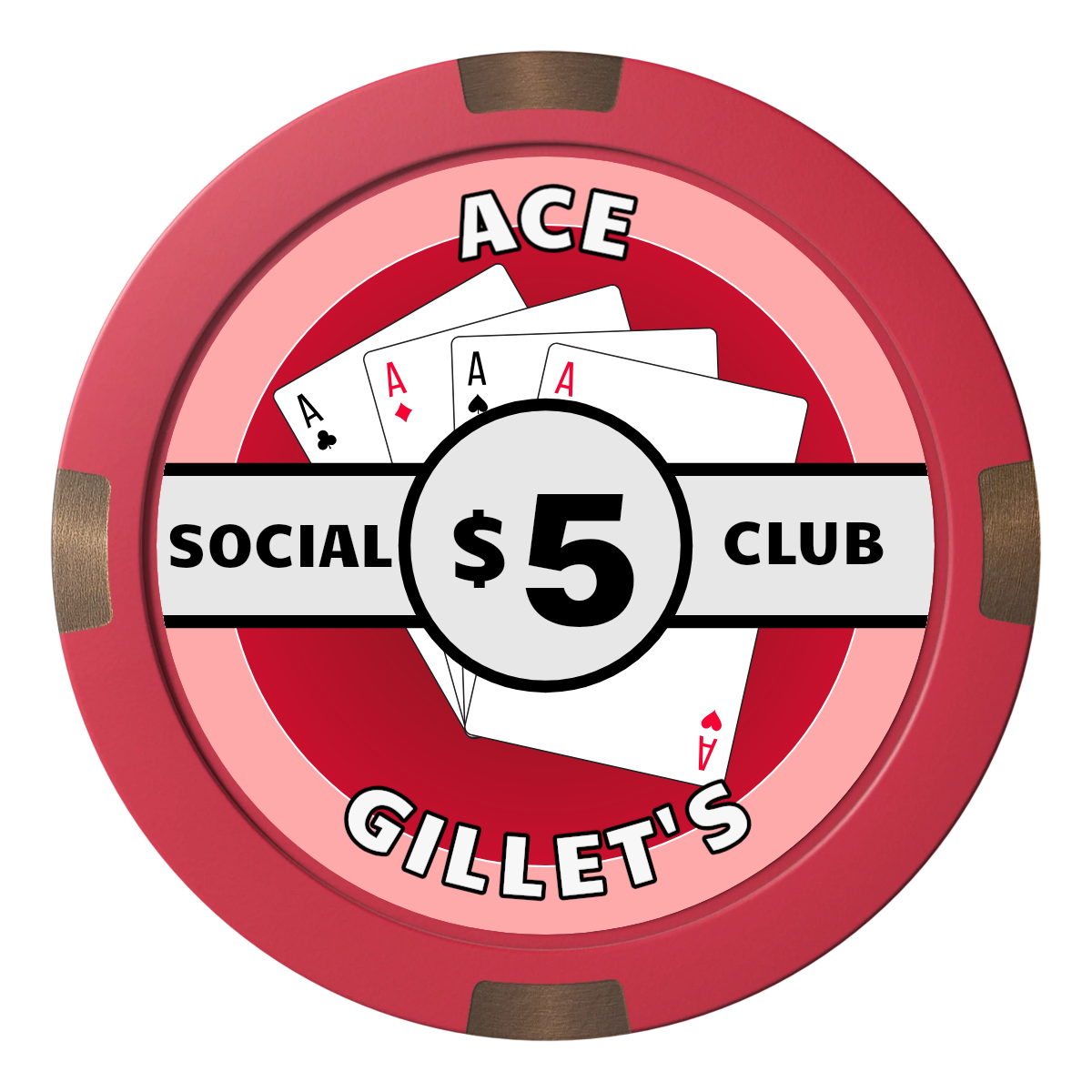 Ace Gillet's Composite & Metal Hybrid Poker Chips - Red - Front