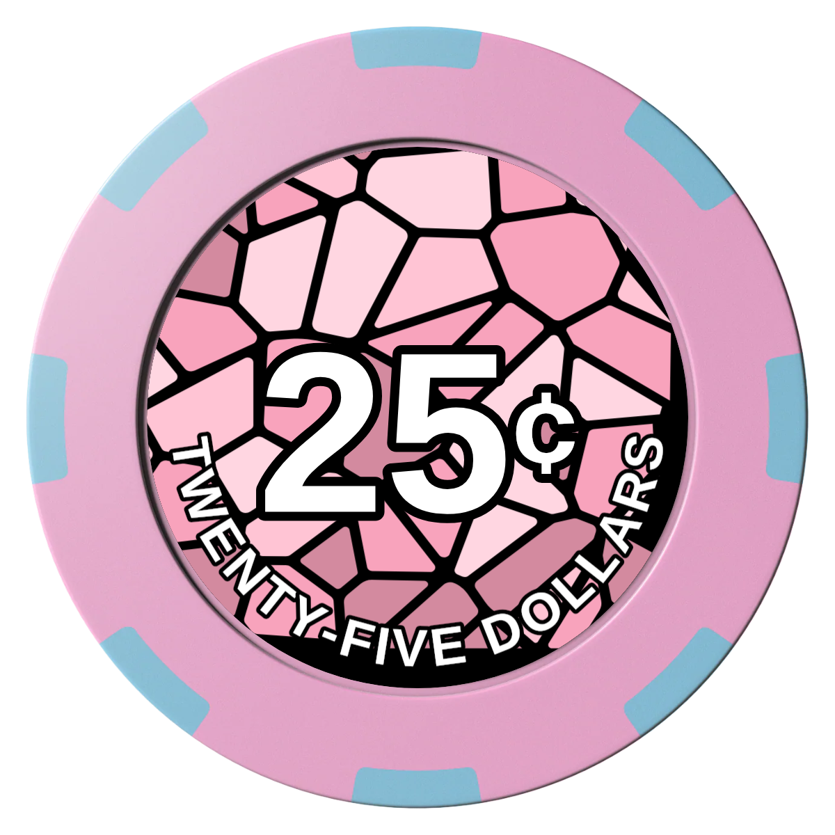 Stained Glass Clay Poker Chips - Pink / 8 Spot (2 Tone) / 40mm - Front