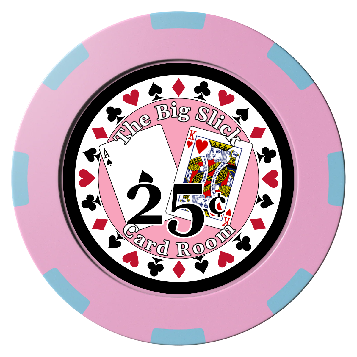 AK Big Slick Clay Poker Chips - Pink / 8 Spot (2 Tone) / 40mm - Front