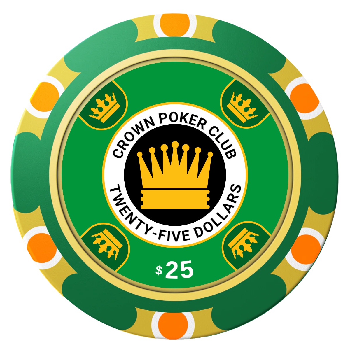 Crown Card Room Clay Poker Chips - Green / Monte Carlo / 40mm - Front