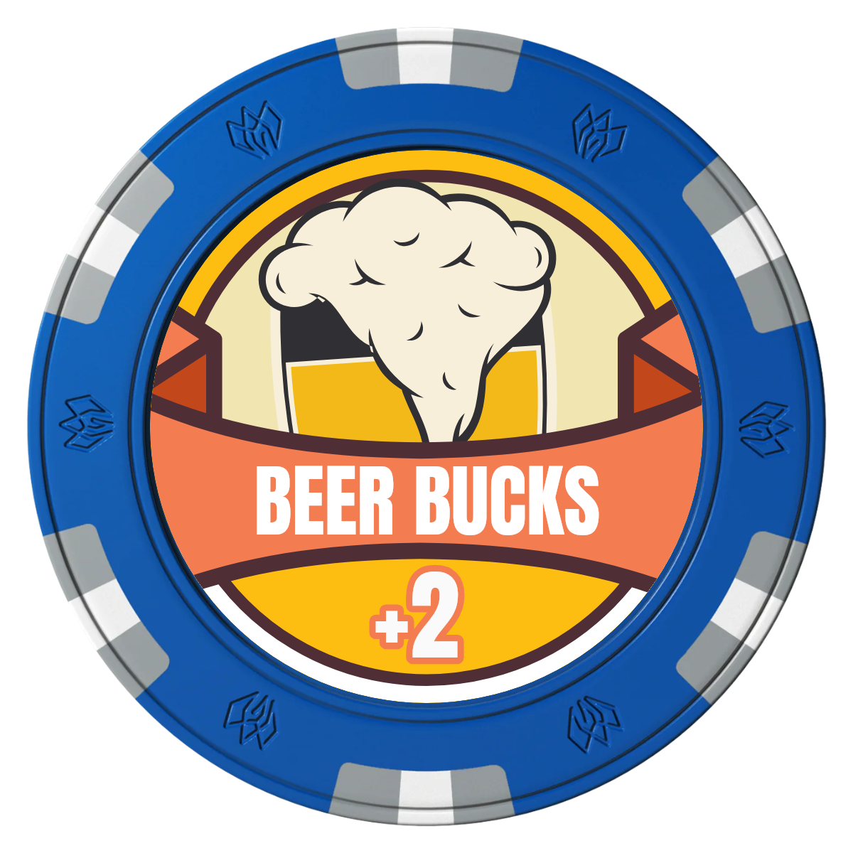 Banner Brew Clay Poker Chips - Blue / 6 Spot Gem / 40mm - Back