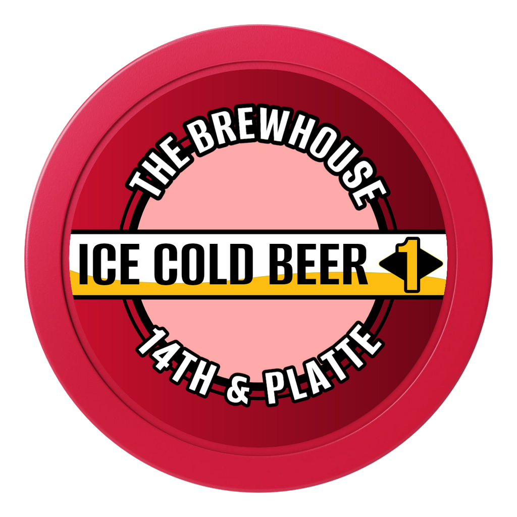Ice Cold Beer Drink Token 2" Oversized Poker Chips - Red - Front