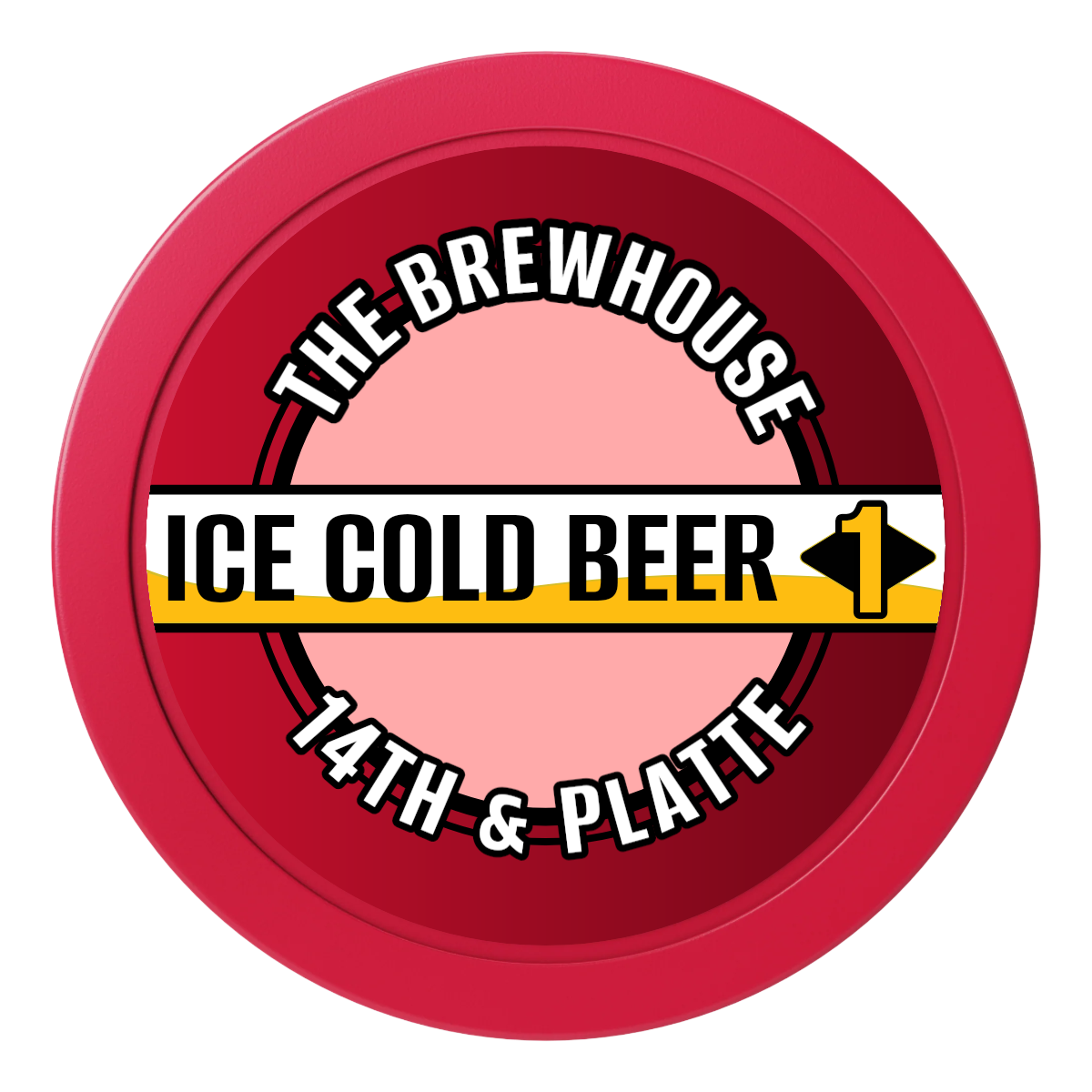 Ice Cold Beer Drink Token 2" Oversized Poker Chips - Red - Front