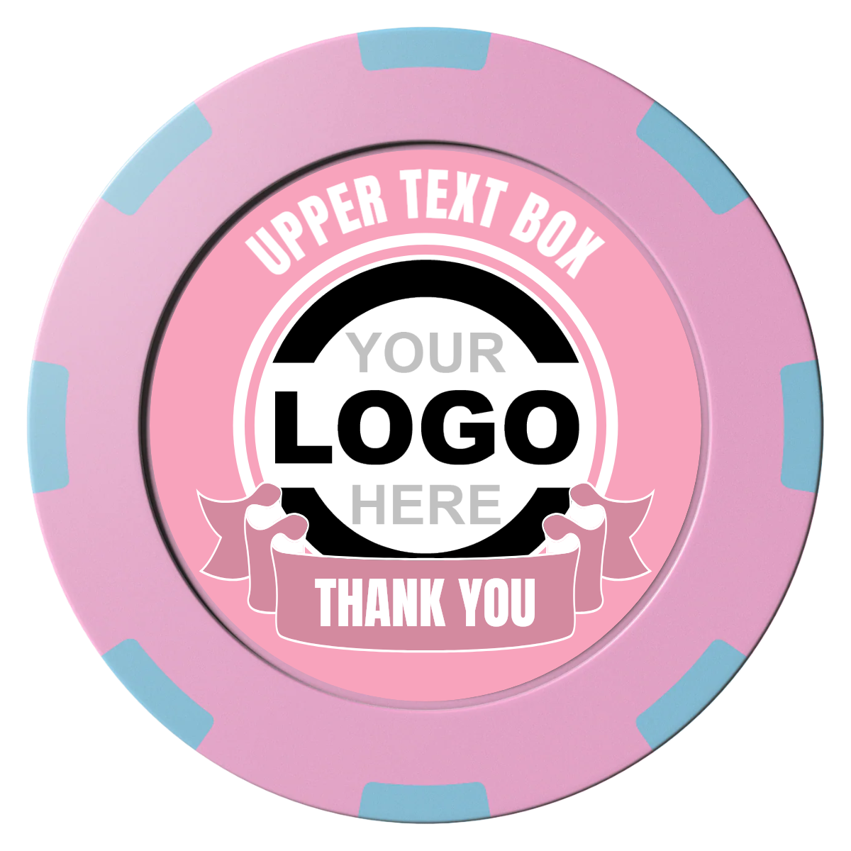 Lower Banner Clay Poker Chips - Pink / 8 Spot (2 Tone) / 40mm - Front
