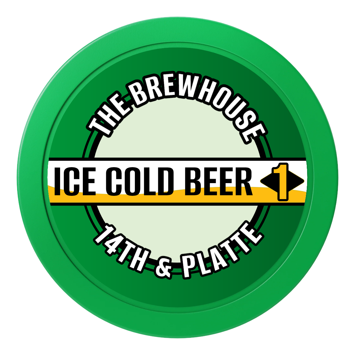 Ice Cold Beer Drink Token 2" Oversized Poker Chips - Green - Front