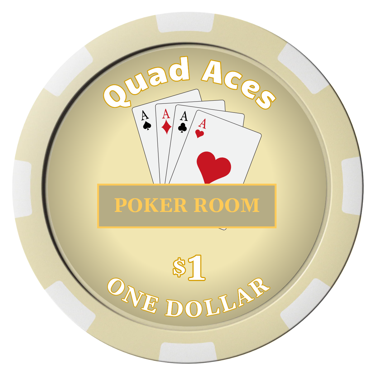 Quad Aces Composite Poker Chips - Ivory / 8 Spot - Front