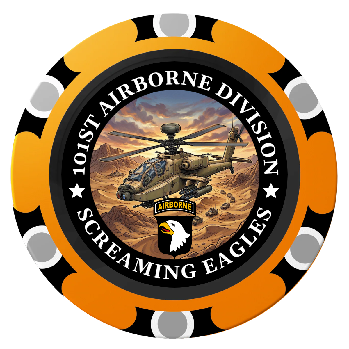 Army Airborne Clay Poker Chips - Orange / Monte Carlo / 40mm - Front