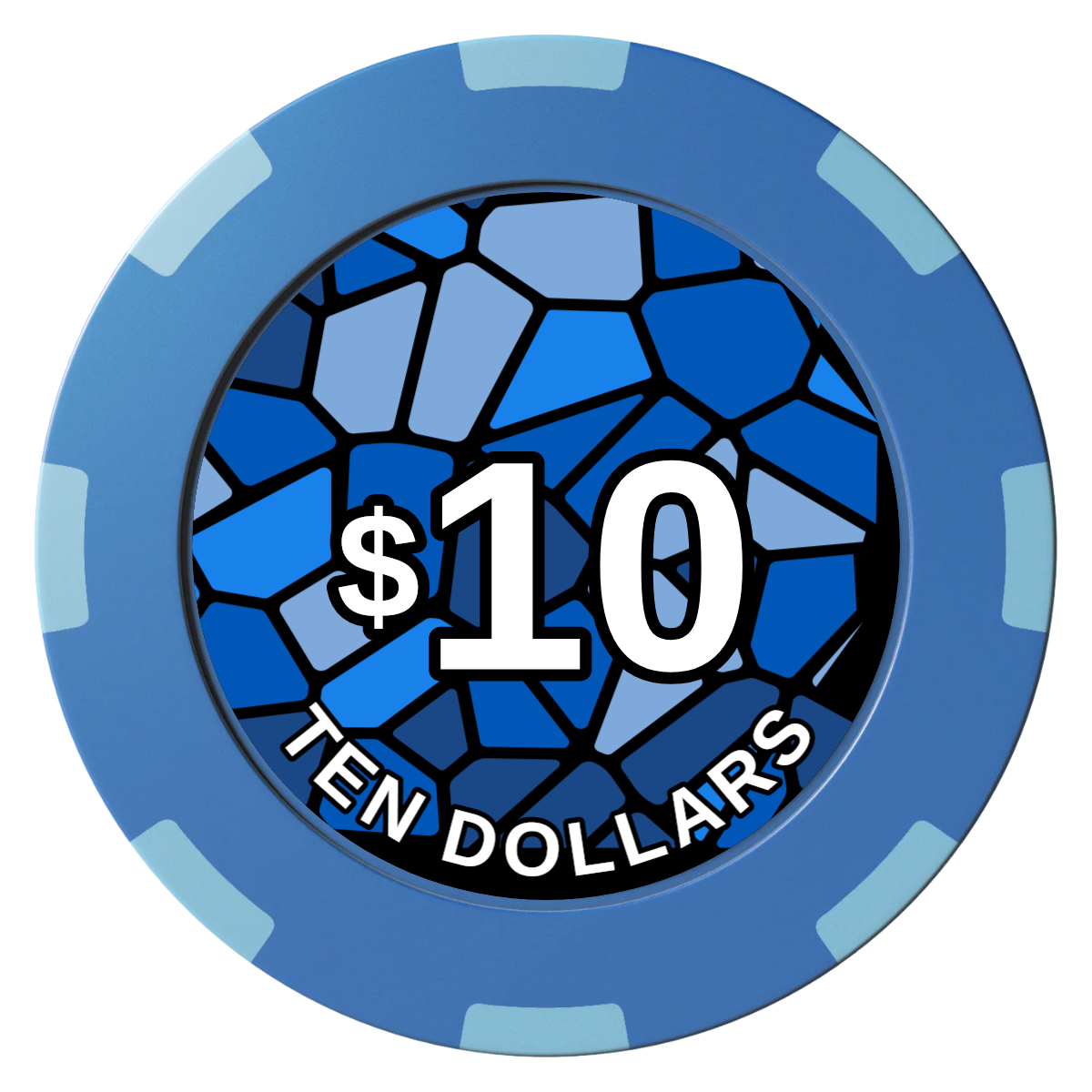 Stained Glass Clay Poker Chips - Blue / 8 Spot (2 Tone) / 40mm - Front