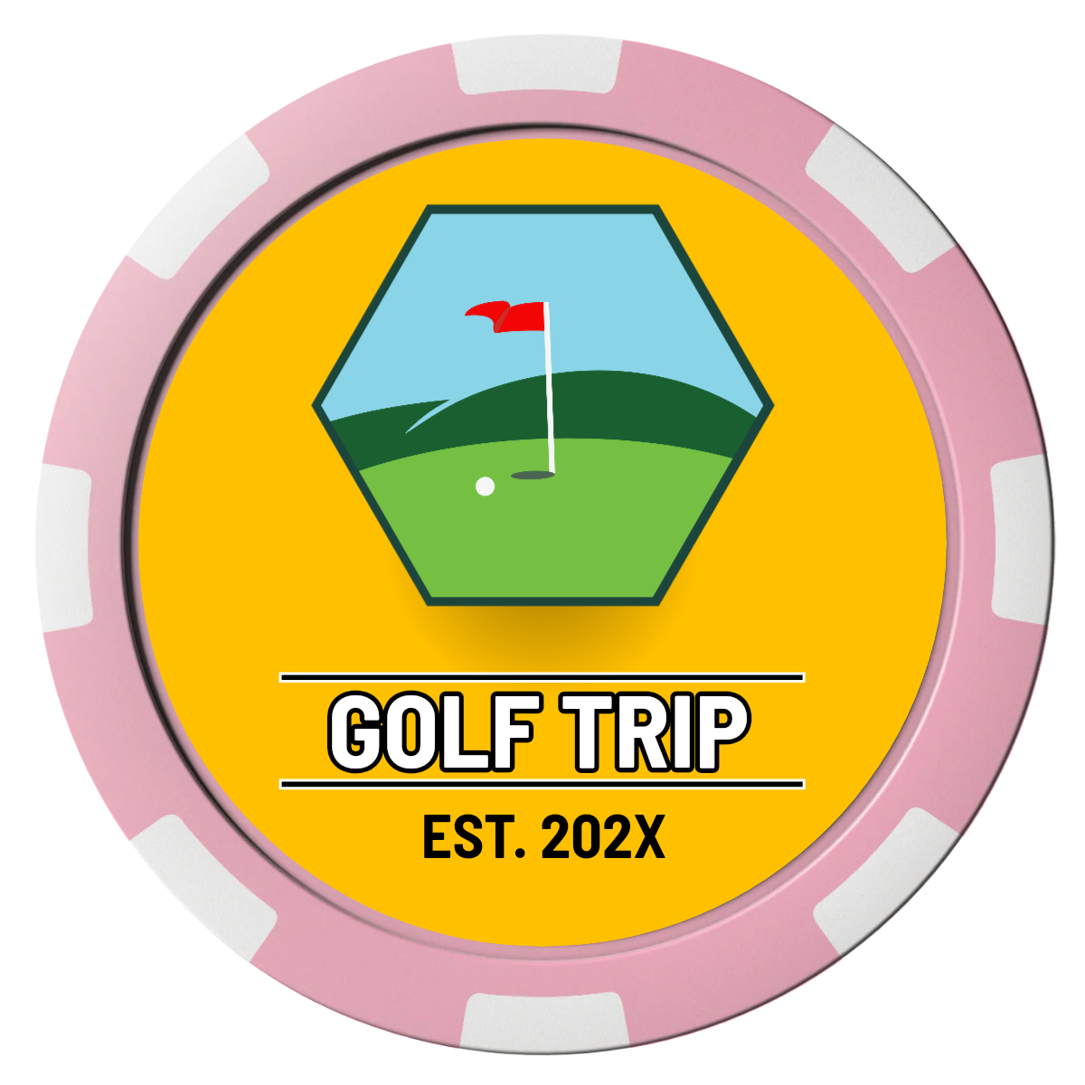 Golf Trip #001 Composite Poker Chips - Pink / 8 Spot - Front