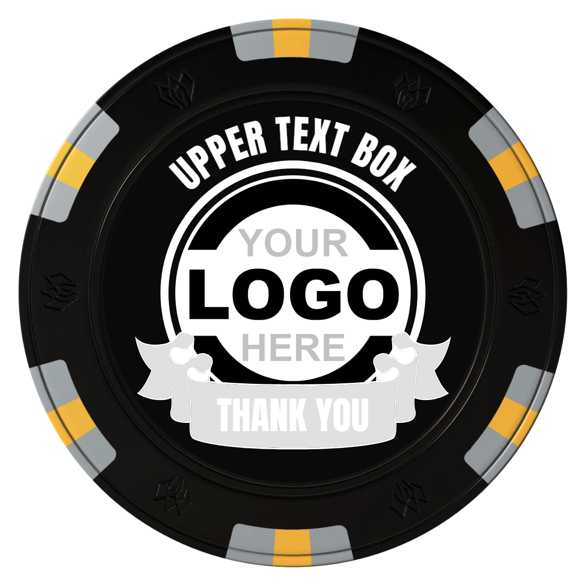 Lower Banner Clay Poker Chips - Black / 6 Spot Gem / 43mm - Front