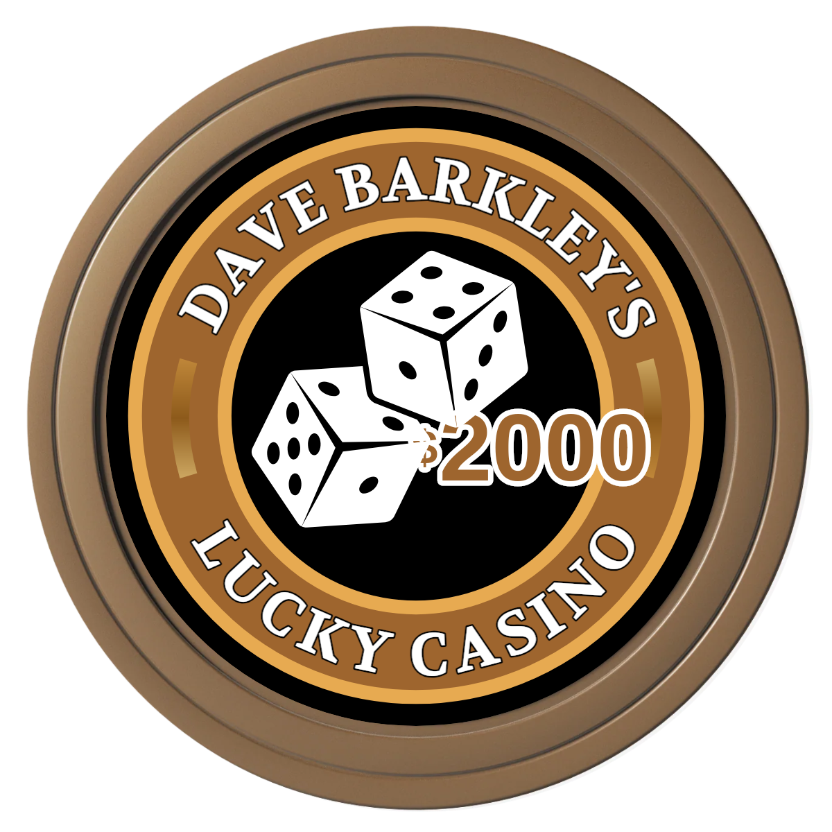 Dave's Lucky Casino Composite Poker Chips - Brown / Solid - Front