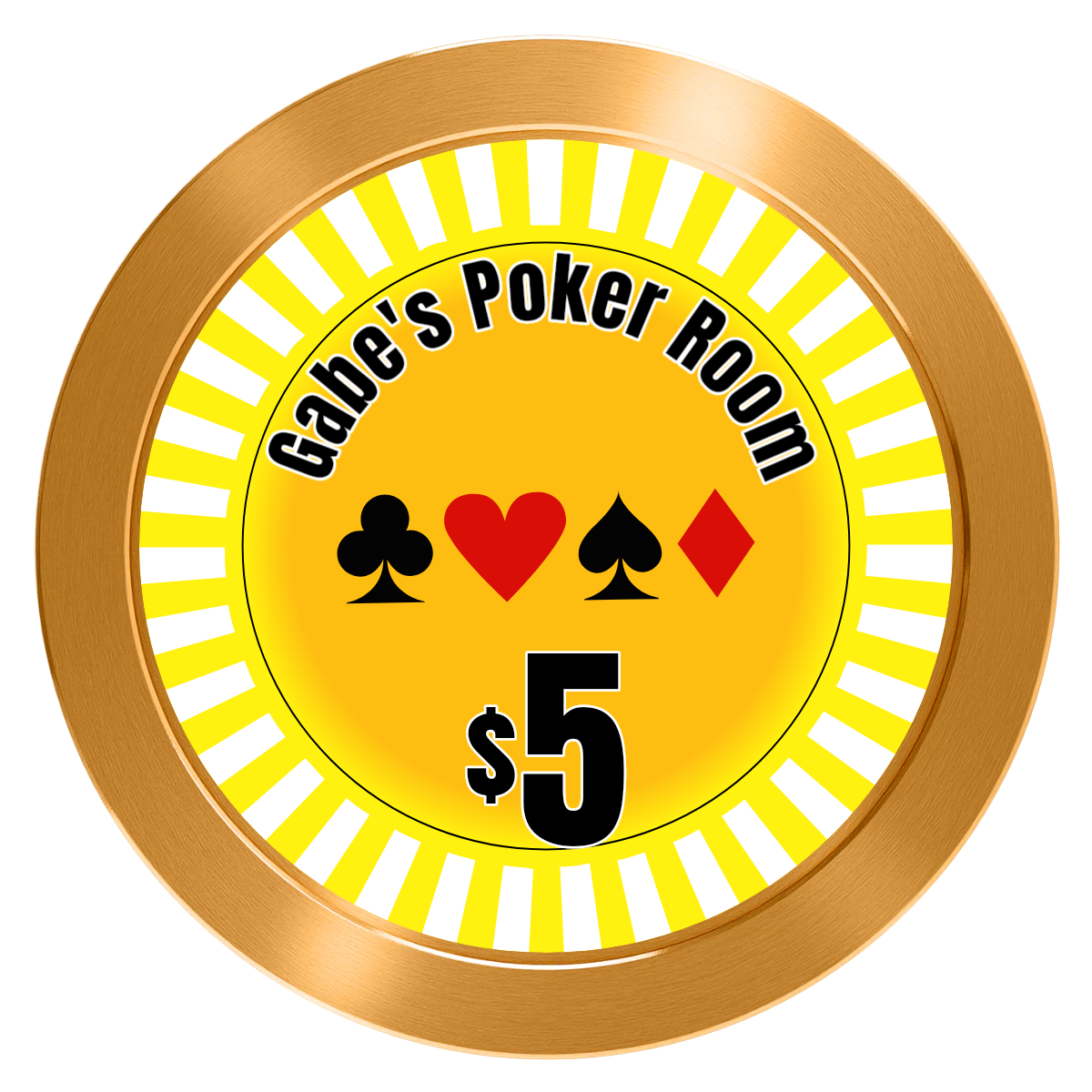 Gabe's Poker Room Aluminum Poker Chips - Gold - Front