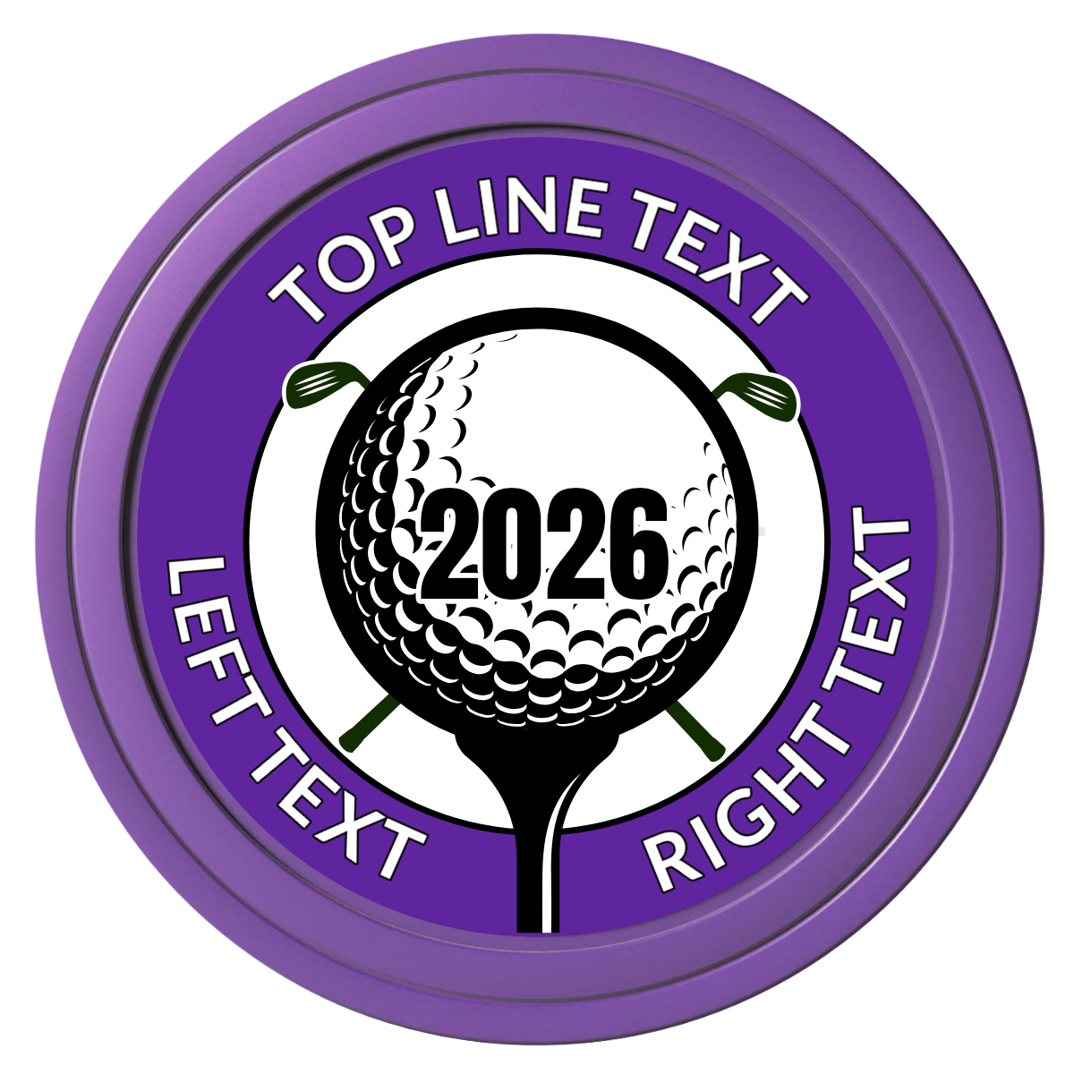 Tee it up Composite Poker Chips - Purple / Solid - Front